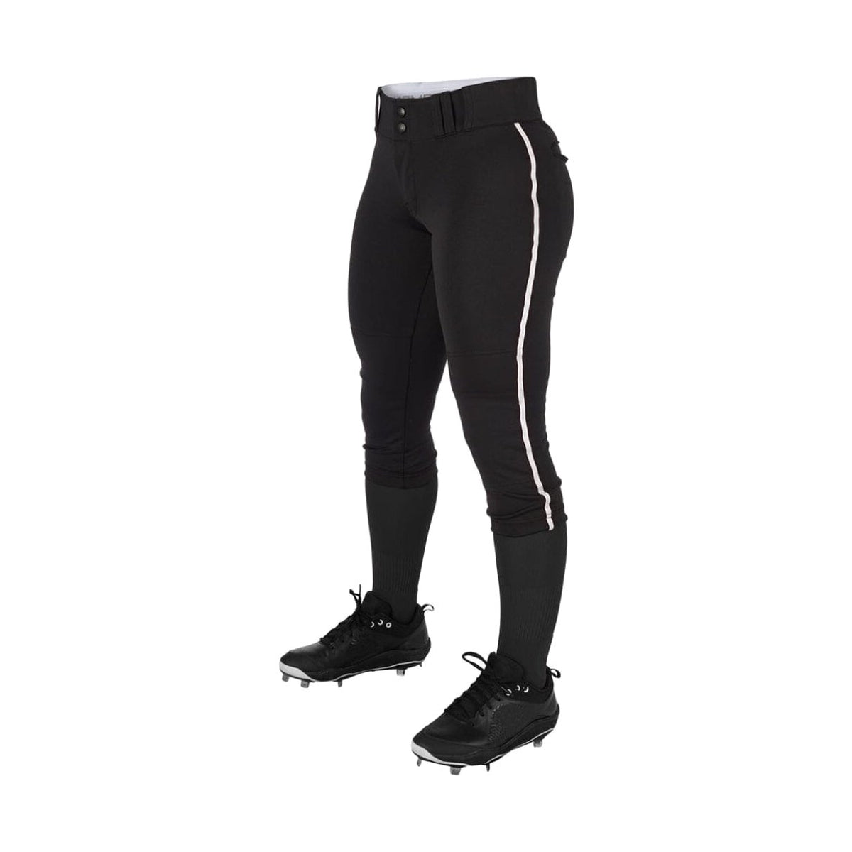 Champro Youth Tournament Girls Traditional Low-Rise Softball Pants â€” Black/White