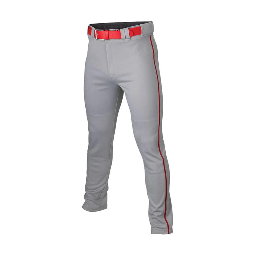 Easton Rival+ Open Bottom Piped Baseball Pants â€” Grey/Scarlet