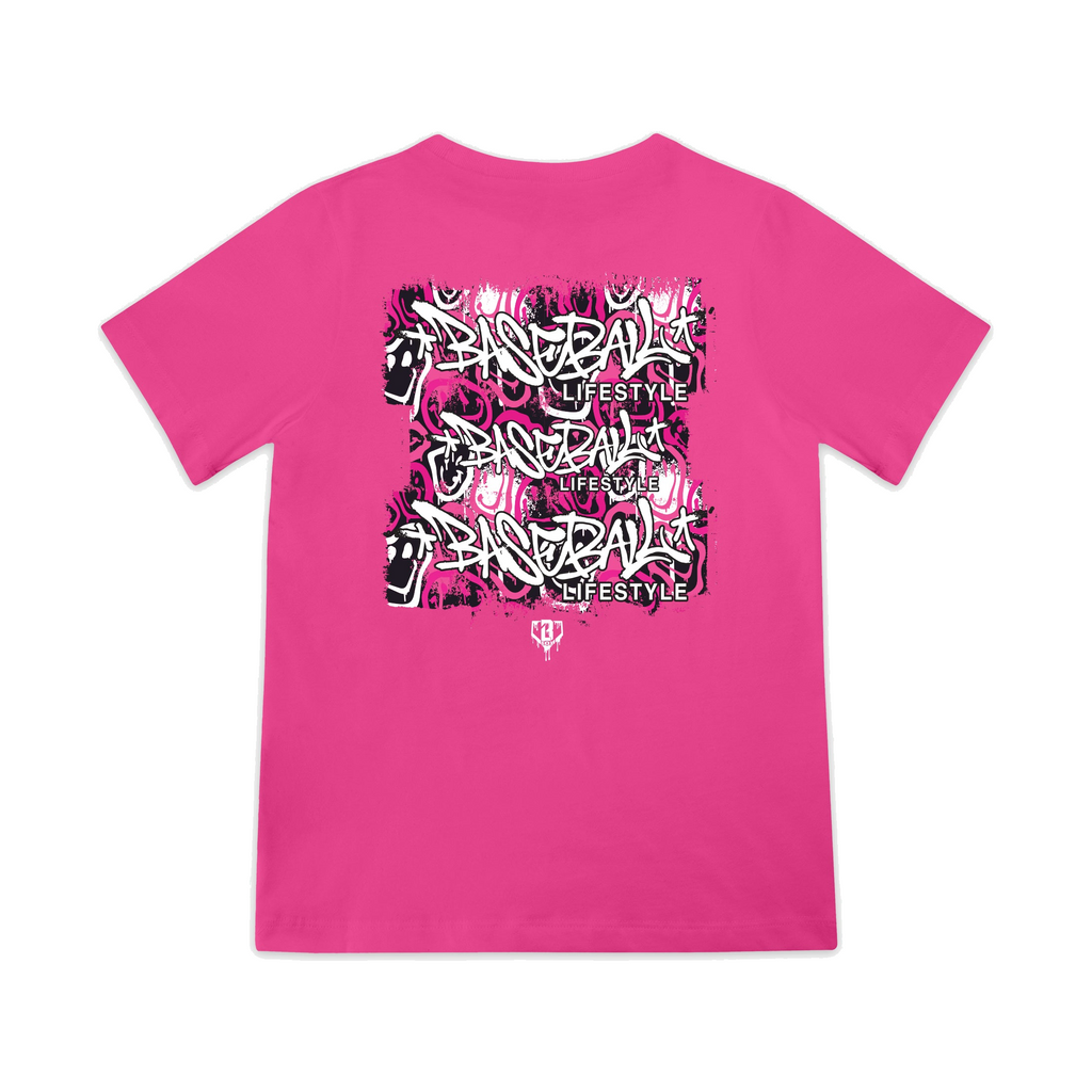 Baseball Lifestyle Smiley Slugger Youth Tee Pink 1