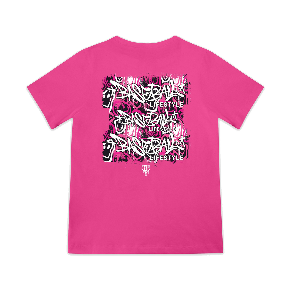 Baseball Lifestyle Smiley Slugger Youth Tee Pink 1