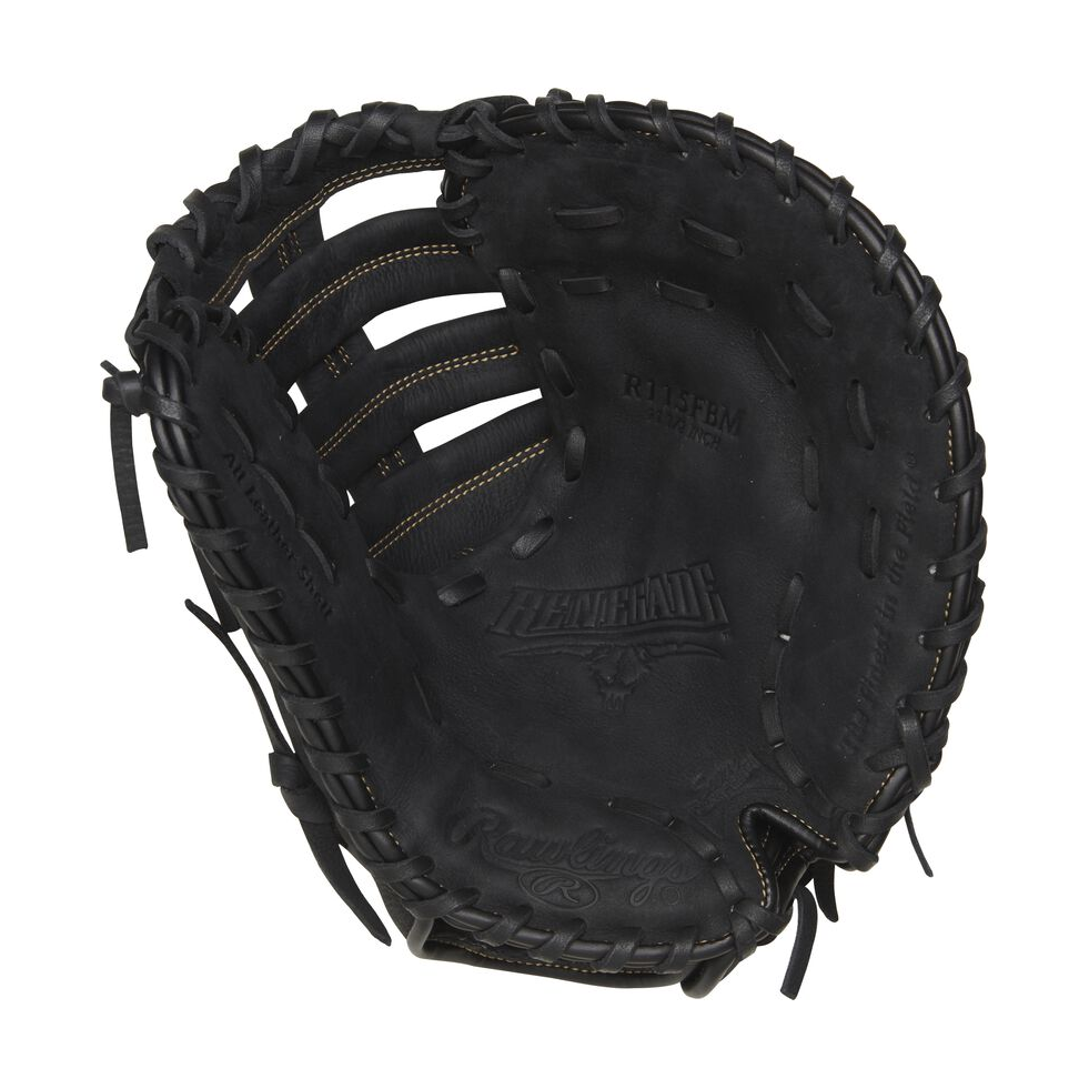 Shell palm view of black Renegade 11.5-in Youth First Base Mitt — view 3