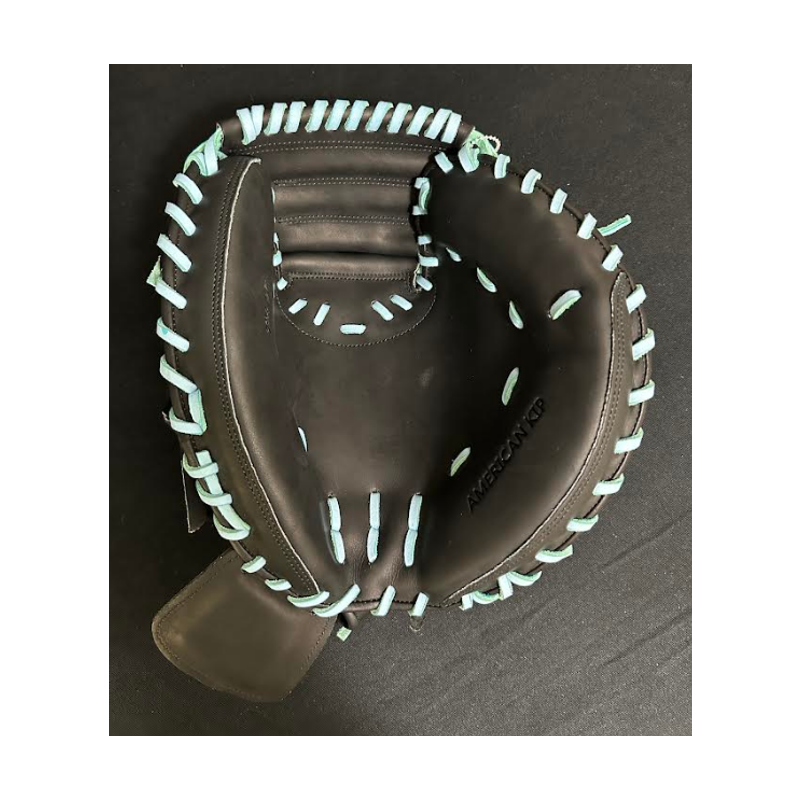 Custom Catchers Mitt Black/Baby Blue American Kip 34 In