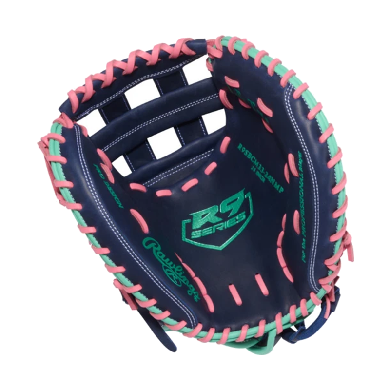 R9 Catchers Mitt Navy Pink Softball 33in