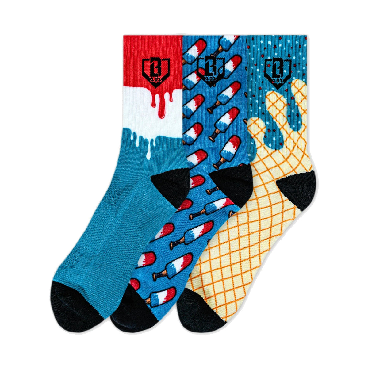 Baseball Lifestyle 101 Freeze Pop Performance Sock 3 Pack Medium