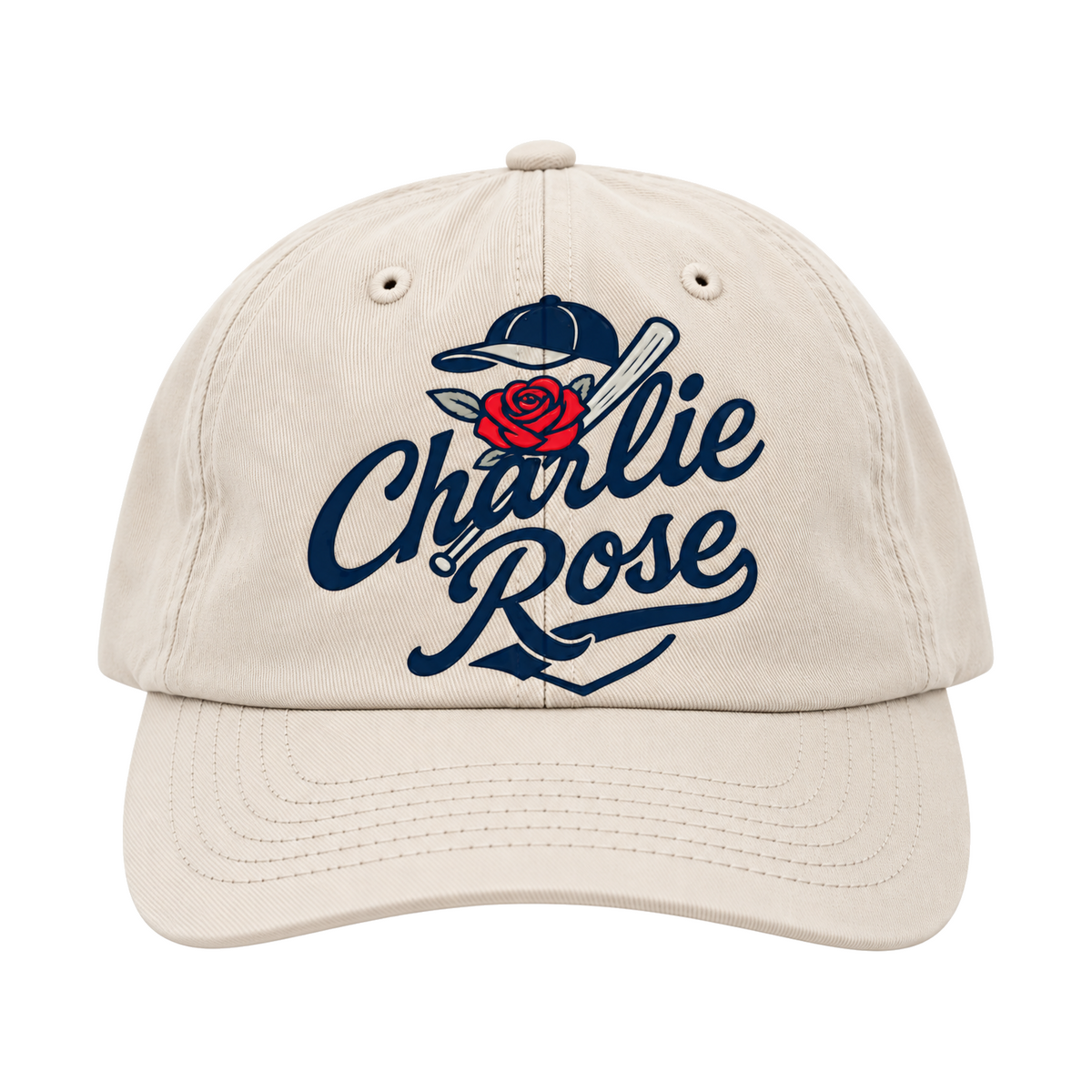Charlie Rose Adult Dad Hat - Rose Logo in Tan