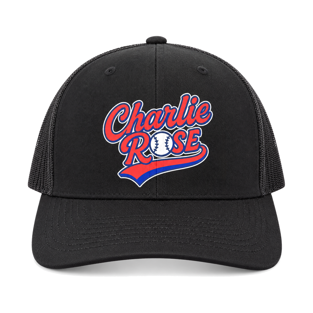 Charlie Rose Adult Trucker Hat - Main Logo in Black