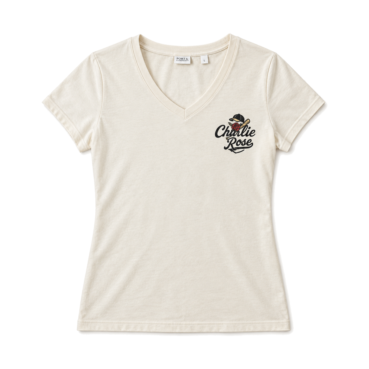 Charlie Rose Women's Rose Logo V-Neck T-Shirt