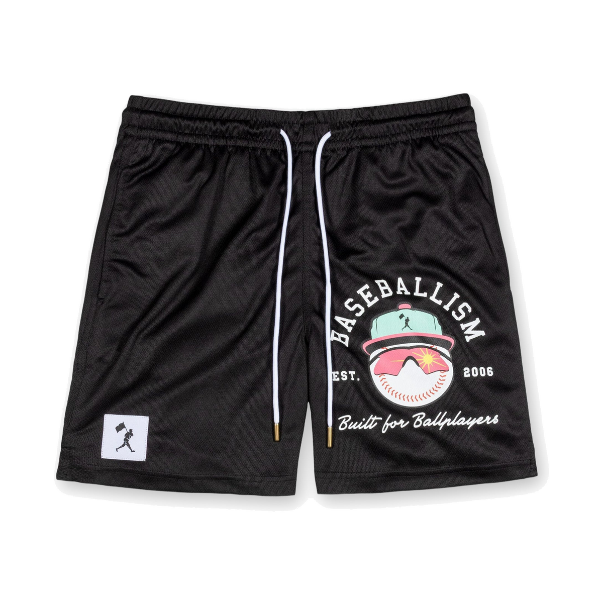 Baseballism Yuvi Branded Diamond Air Mesh Shorts Black 1